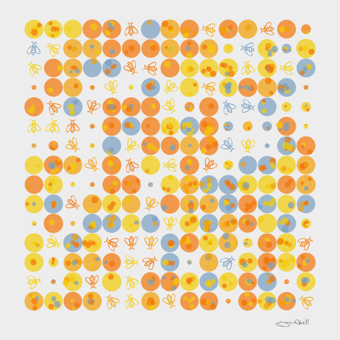 py5 grid with drawing 15x15 grid python art signed