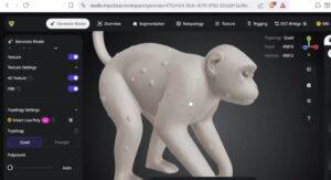 monkey sculpture created from image to 3d in tripo