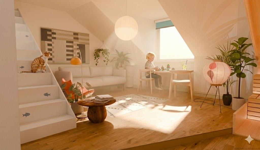 Apartment shot Blender render upgraded with Google Gemini