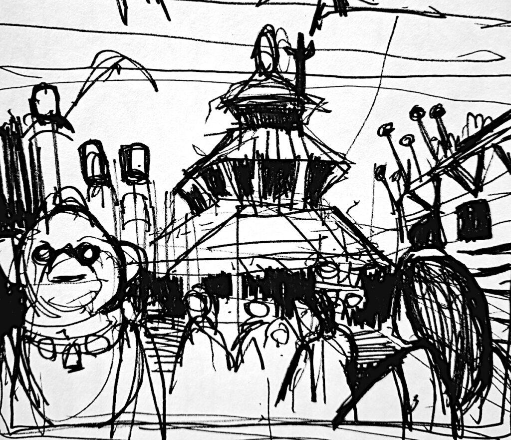 Sketch I made of Durbar Square Patan Kathmandu