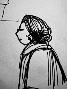 sketch of woman Patan Kathmandu