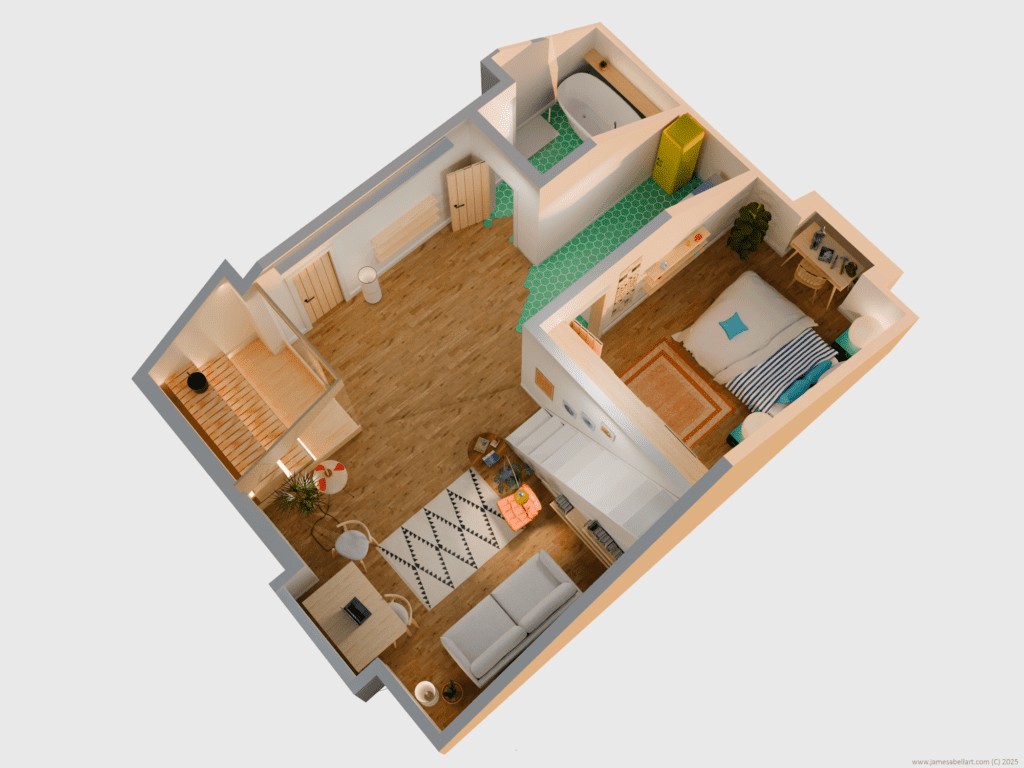 Birds Eye Flat Scotland 3D Blender